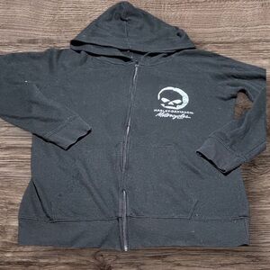 Harley-Davidson Black Full Zip Hoodie with White Logo